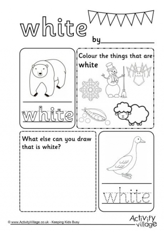 White Colour Worksheet