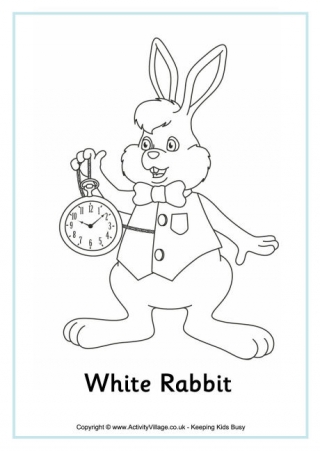 White Rabbit Colouring Page