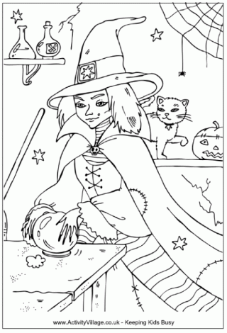 Wicked witch colouring page