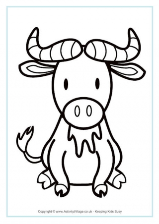 Wildebeest Colouring Page