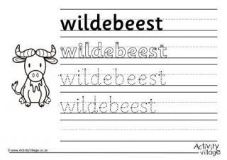 Wildebeest Handwriting Worksheet