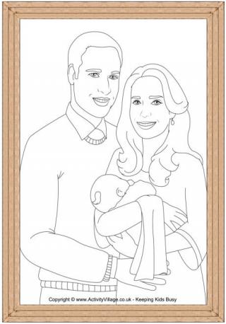 Will and Kate New Arrival Colouring Page