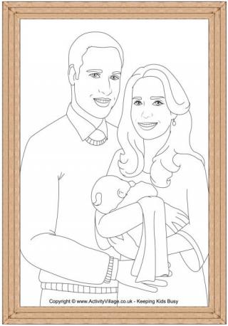 Will and Kate New Arrival Colouring Page