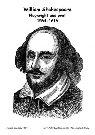 William Shakespeare Colouring Page 3
