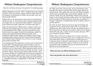 William Shakespeare Comprehension