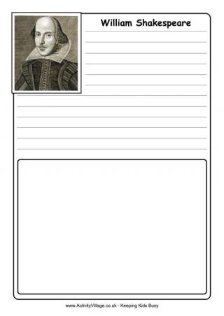 William Shakespeare Notebooking Page