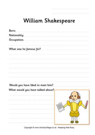 William Shakespeare Worksheet