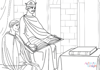 William the Conqueror and the Domesday Book Colouring Page