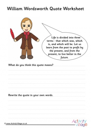 William Wordsworth Quote Worksheet