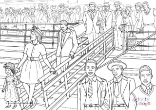 Windrush Generation Colouring Page