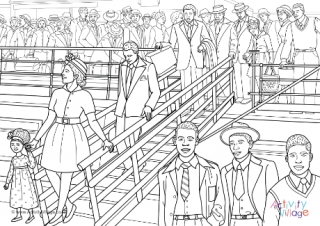 Windrush Generation Colouring Page