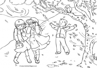 Windy Day Colouring Page
