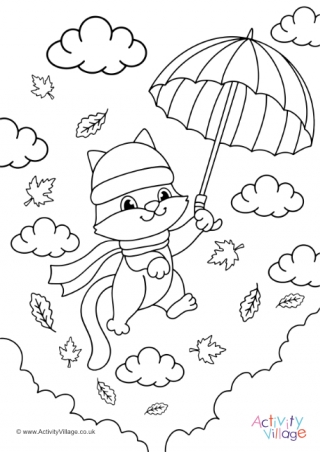 Windy Weather Colouring Page