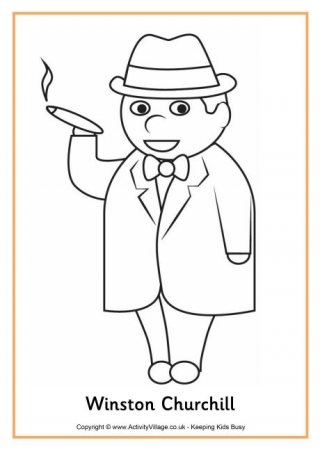 Winston Churchill Colouring Page