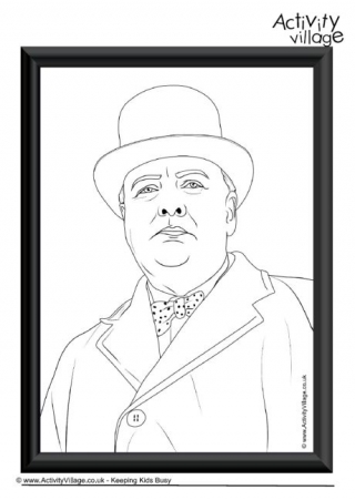 Winston Churchill Portrait Gallery Colouring Page