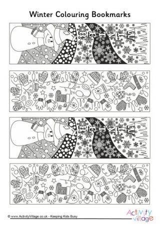 Winter Doodle Colouring Bookmarks
