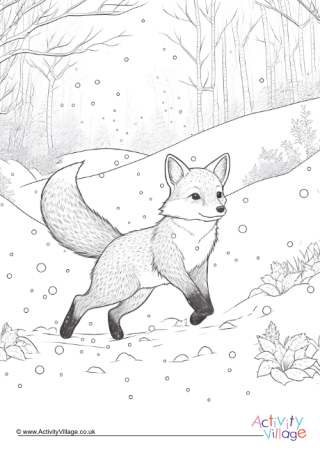Winter Fox Colouring Page 2
