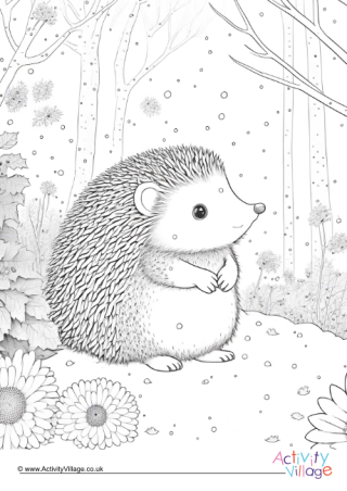 Winter Hedgehog Colouring Page 1