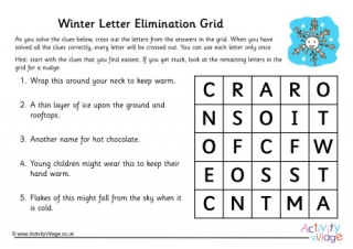 Winter Letter Elimination Grid