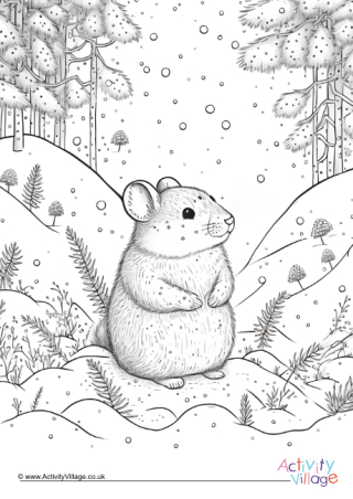 Winter Mouse Colouring Page 1