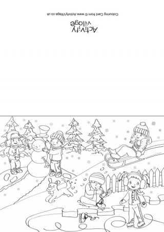 Winter Scene Colouring Card