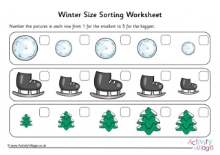 Winter Size Sorting Worksheet