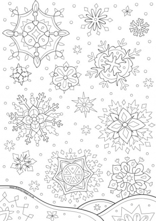 Winter Snowflakes Colouring Page