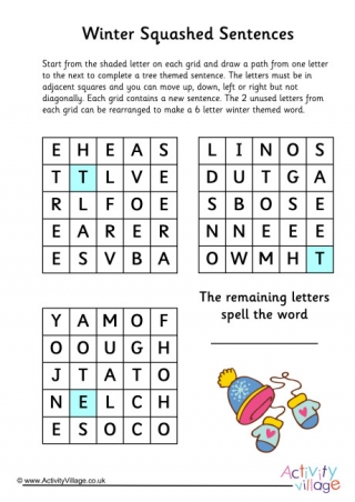 Winter Squashed Sentences Puzzle