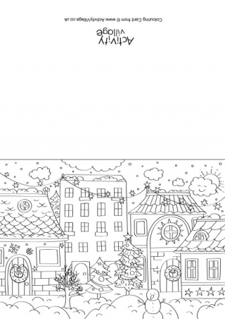 Winter Street Colouring Card