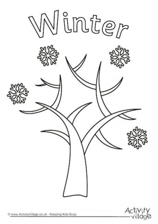 Winter Tree Colouring Page