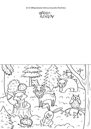 Winter Woodland Colouring Card