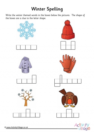 Winter Word Shapes Worksheet