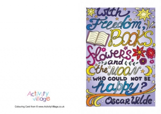 With Freedom, Books, Flowers Card
