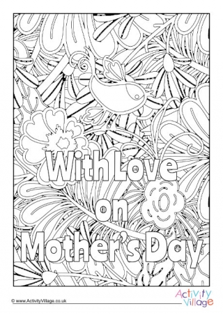 With Love on Mother's Day Colouring Page