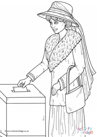 Woman Voting Colouring Page