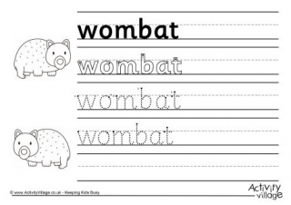 Wombat Handwriting Worksheet