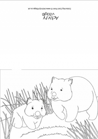 Wombat Scene Colouring Card