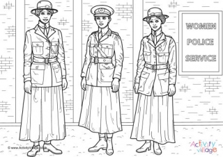Women Police Service WWI Colouring Page