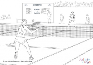 Women's Tennis Match Colouring Page