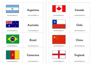 Women's World Cup 2019 Flag Matching Game Flash Cards