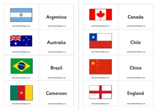 Women's World Cup 2019 Flag Matching Game Flash Cards