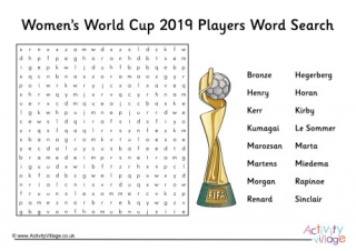 Womens World Cup 2019 Players Word Search