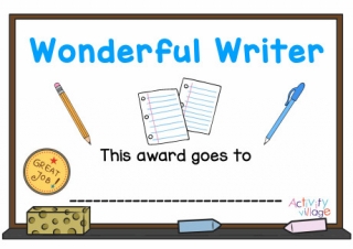 Wonderful Writer Certificate