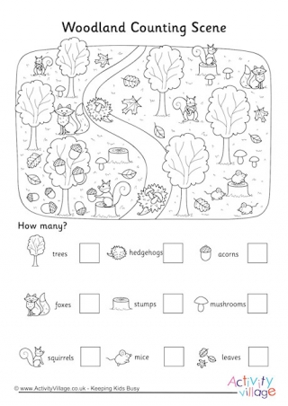 Woodland Counting Scene Worksheet