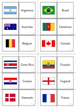 World Cup 2022 Flag Matching Game Flash Cards