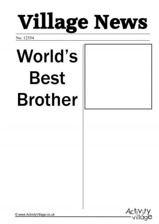 World's Best Brother Newspaper Writing Prompt