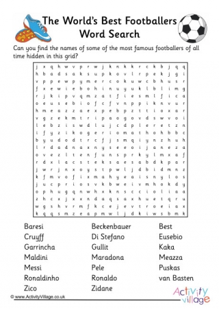 World's Best Footballers Word Search