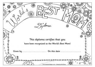 Worlds Best Mom Diploma