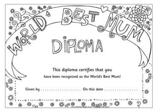Worlds Best Mum Diploma