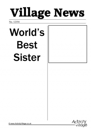 World's Best Sister Newspaper Writing Prompt